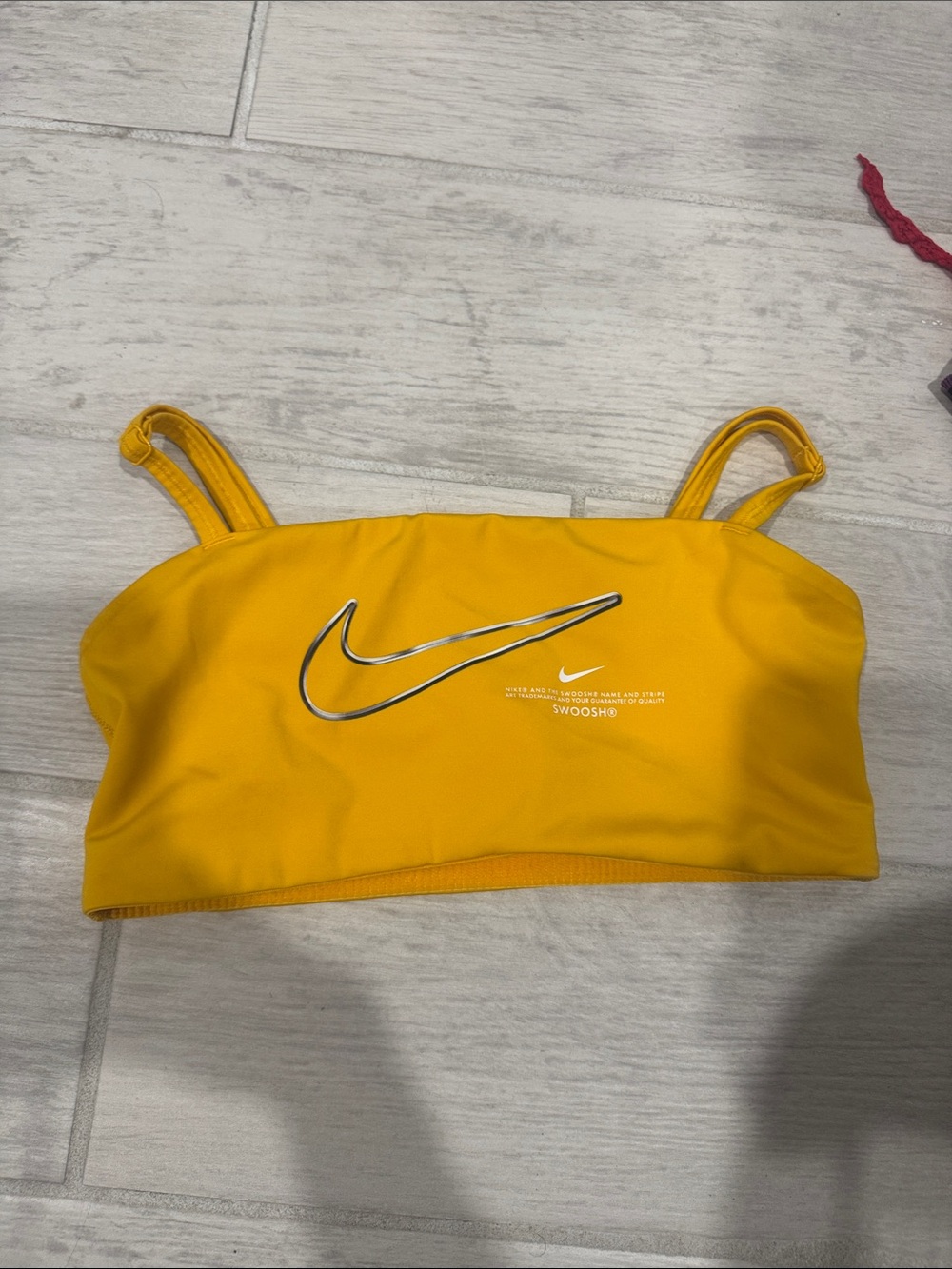 Nike Yellow Sports Bralette with Metallic Swoosh